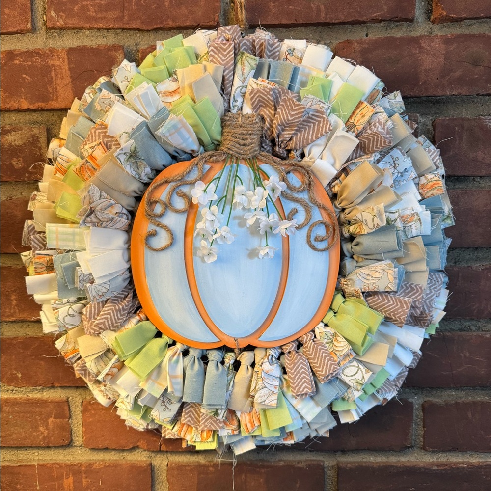 Fall Pumpkin Rag Wreath